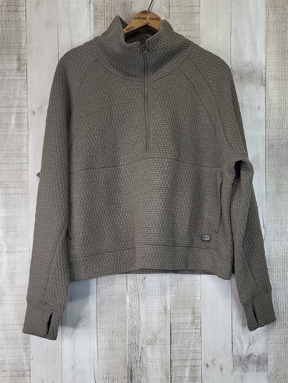 L.L Bean Cozy Half-Zip Ridgeknit Waffle Pullover Sweater. Size Medium Petite MP